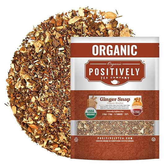 Organic Positively Tea Company, Ginger Snap Rooibos Tea, Loose Leaf, 16 Ounce