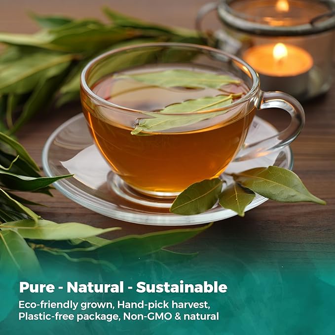 USA Fresh Bay Leaves Tea – 100% Pure, Wild-Harvested Herbal Loose Leaf Tea, Refreshing Forest Aroma, Caffeine-Free