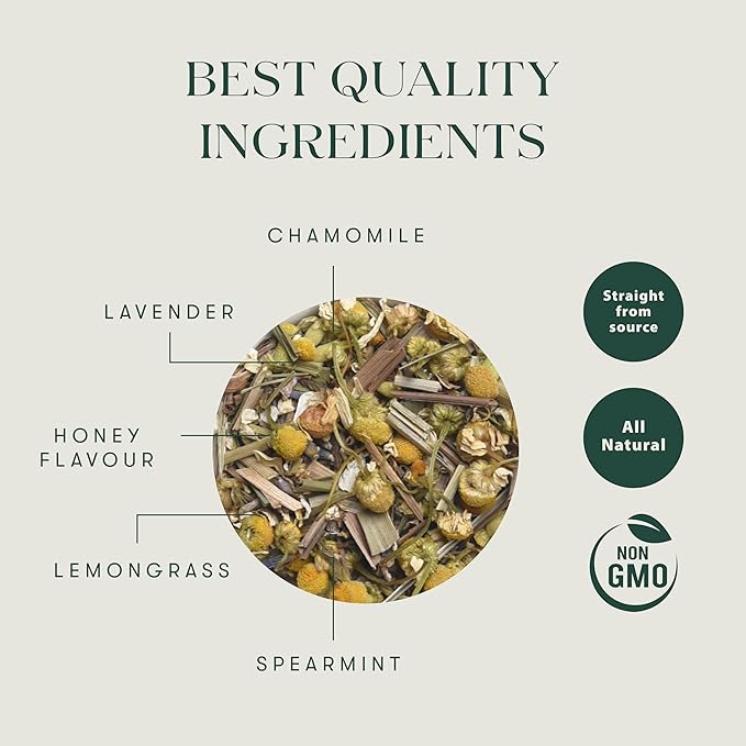 Luxmi Estates - Chamomile Honey Herbal Tea - 50g (25 Cups), Certified Organic Tea, Caffeine-Free