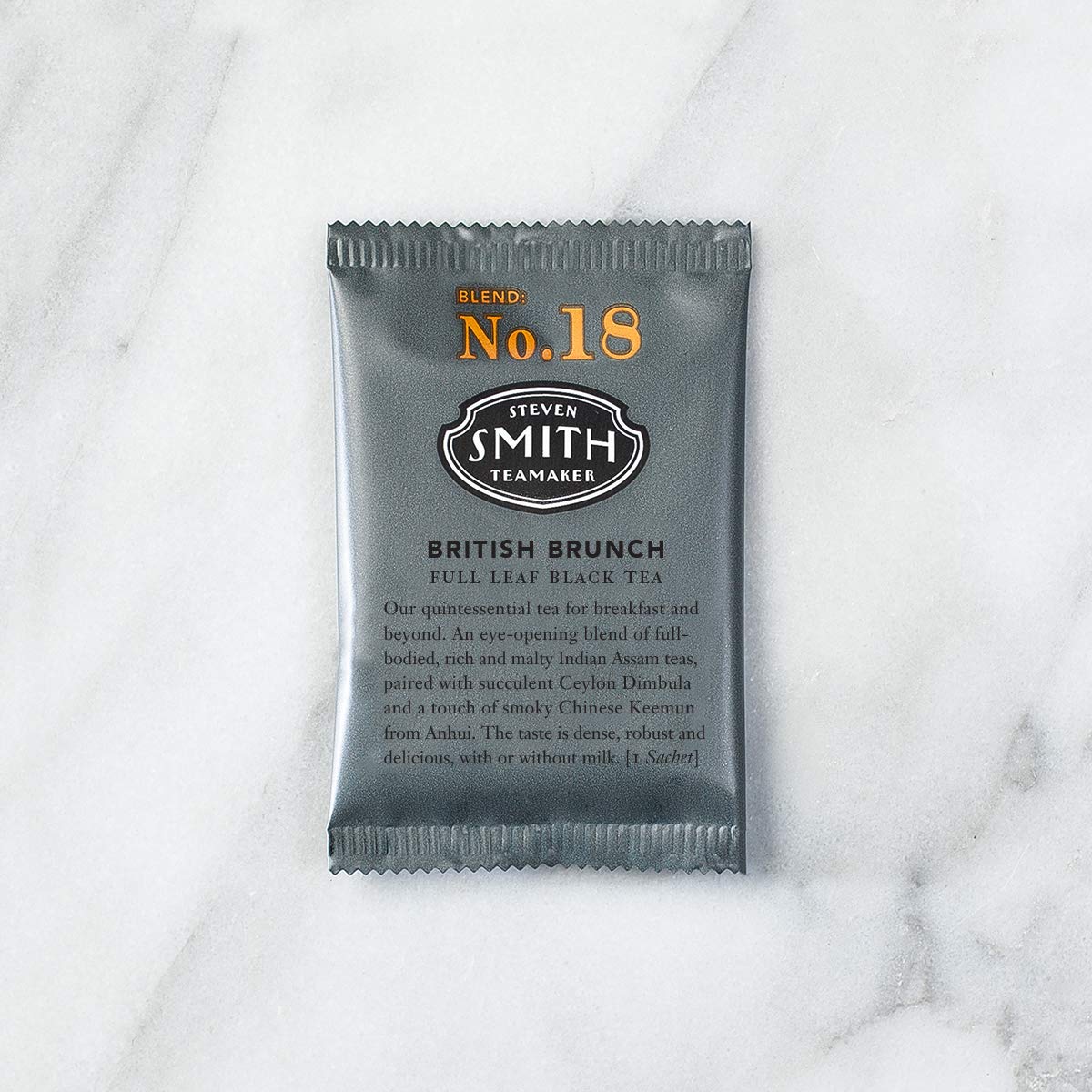 Smith Teamaker | British Brunch No. 18 - Assam, Ceylon & China Black Tea | Sugar-Free, Non-GMO, Plant Based Caffeinated Full Leaf English Breakfast Black Tea (90 Sachets, 6 Packs of 15)