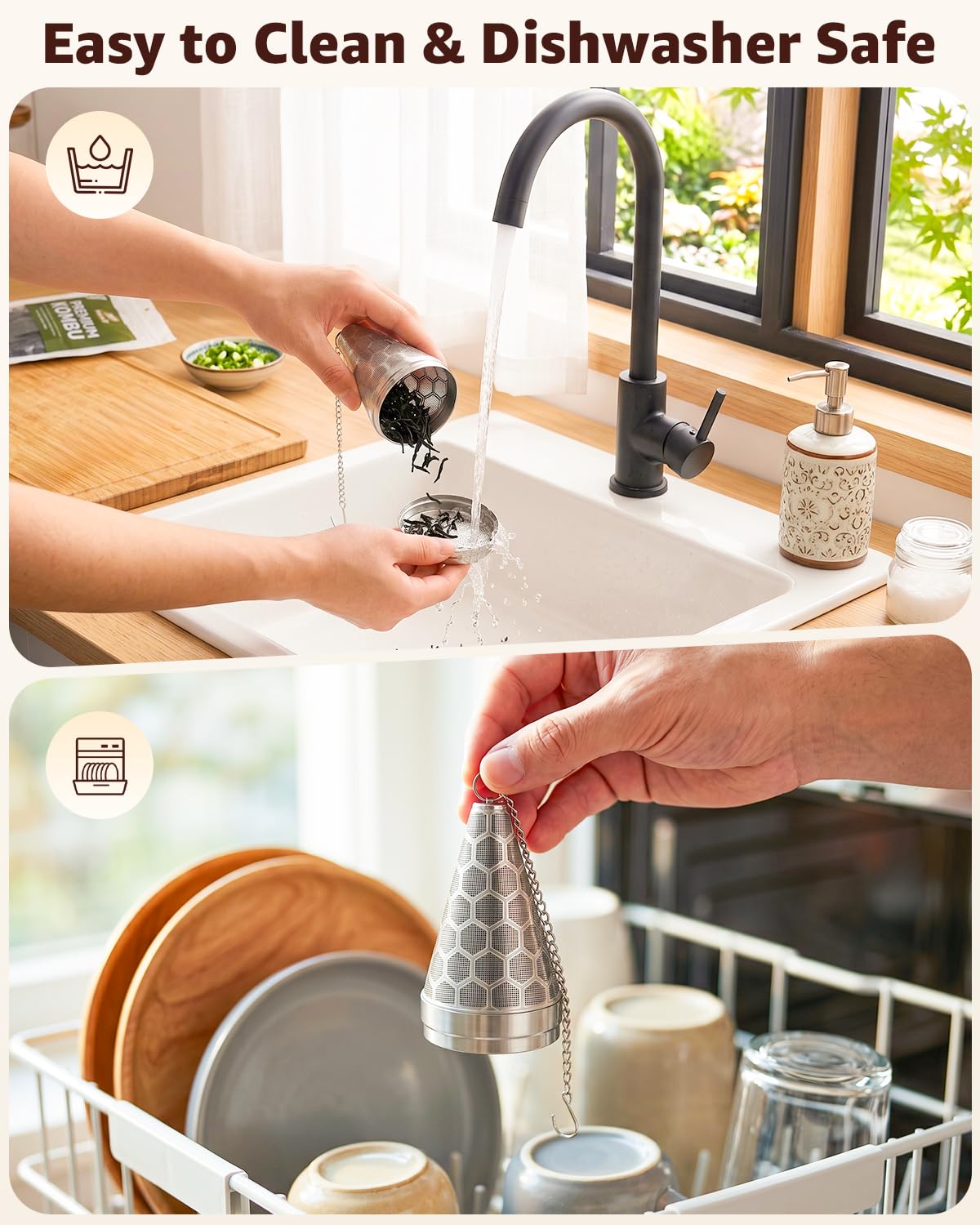 HOUSE AGAIN Tea Infuser for Loose Leaf Tea 304 Stainless Steel Cone Tea Strainer