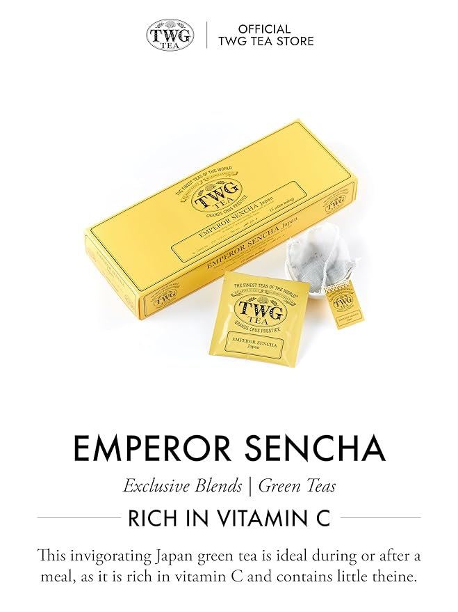 TWG Tea | Emperor Sencha | Green Tea | Japanese Tea | 15 Hand Sewn Cotton Teabags | Gift Set