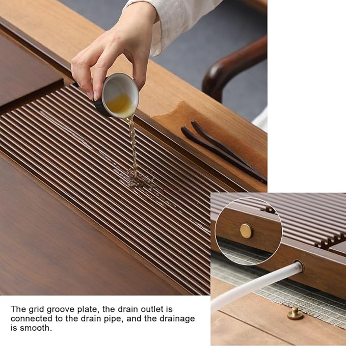 Bamboo Tea Tray for Gongfu Tea Ceremony, Chinese Gongfu Tea Serving Tray, Handmade Serving Tray with Water Drainage