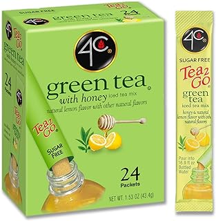 4C Powder Drink Mix Packets, Green Tea 1 Pack, 24 Count, Singles Stix On the Go, Refreshing Sugar Free Water Flavorings