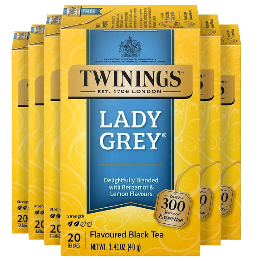 Twinings Lady Grey Black Citrus Tea Bags, 20 CT Box (6 Pack)
