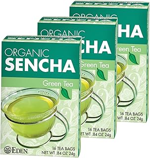 Eden Organic Sencha Green Tea, Japanese, Uji Cha, 16 Unbleached Manila Tea Bags/Box (3-Pack)