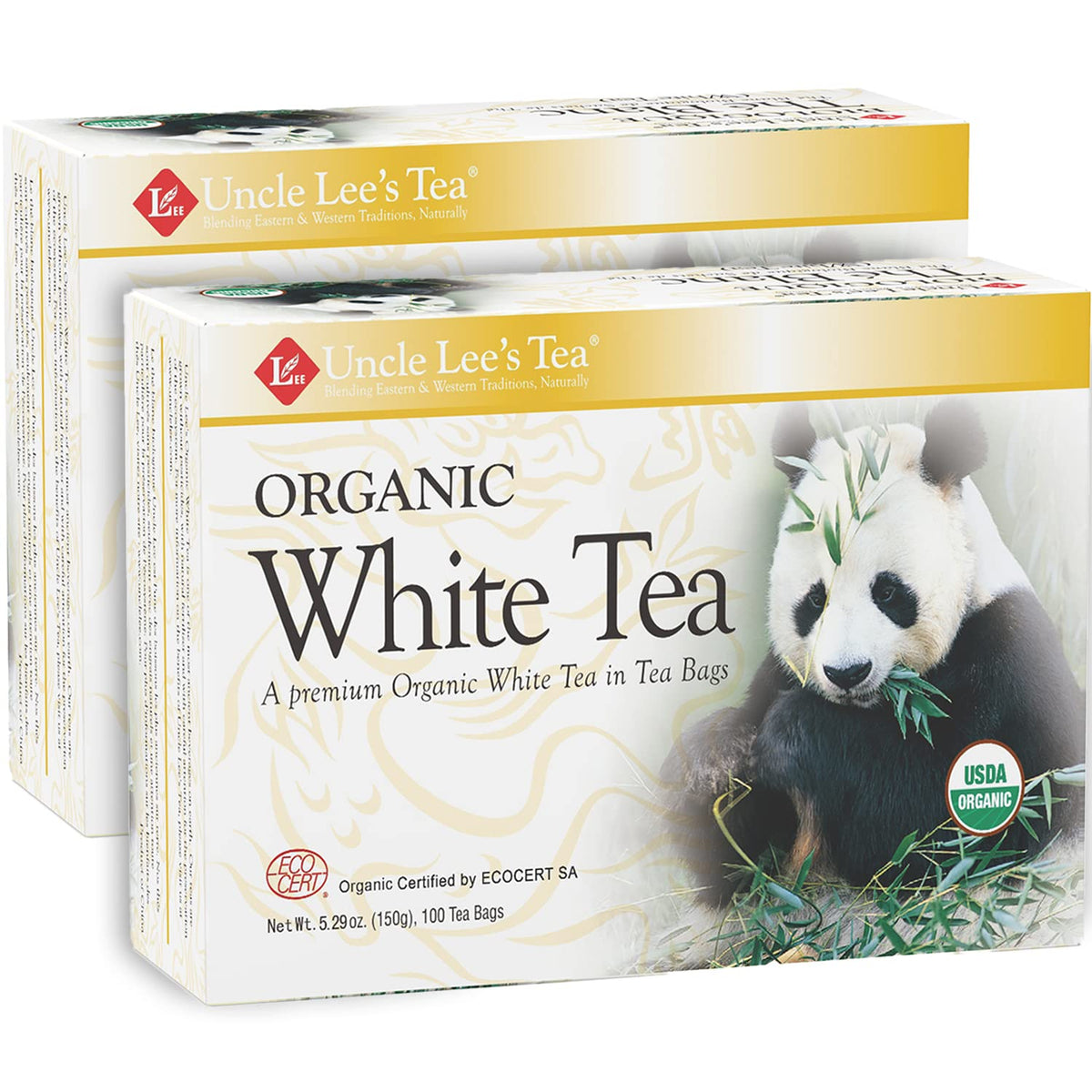 Uncle Lee's Tea Organic White Tea - Premium Tea for Everyday Wellness, Low Caffeine, Antioxidant-Rich White Tea Bags, Individually Wrapped