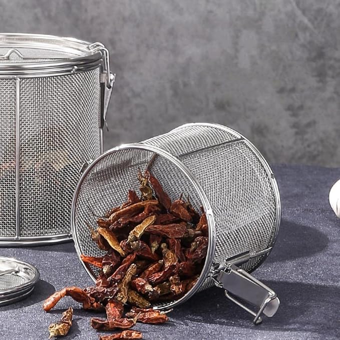 Aunmas Stainless Steel Tea Ball Strainer and Filter, 4.7 Inch Infusion Basket for Loose Leaf Tea, Soup Seasonings, Broth with Hook,12 x 13cm