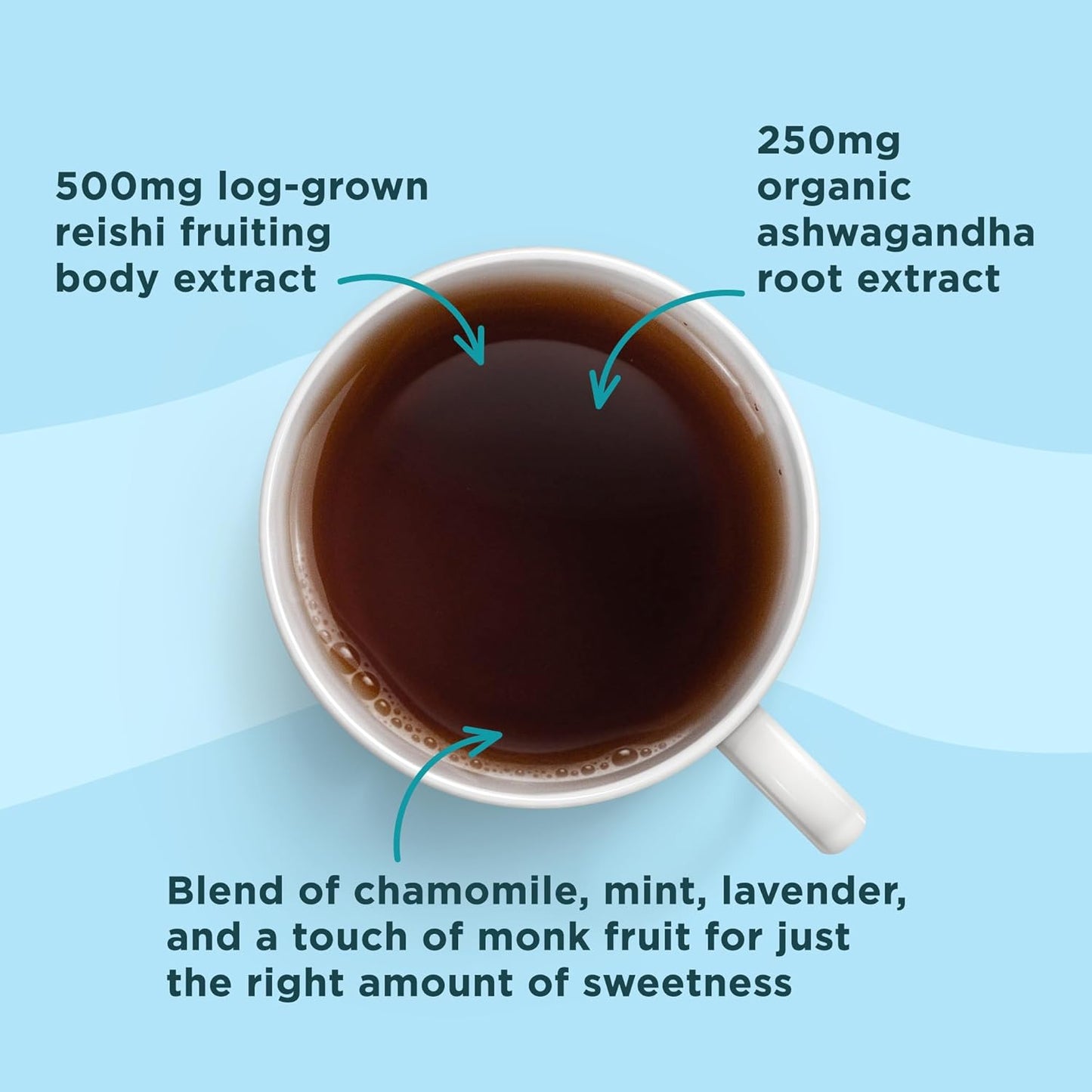 Four Sigmatic Calm Organic Herbal Tea | Stress Relief Tea with Ashwagandha & Reishi | Instant Adaptogenic Drink for Relaxation | Vegan, Gluten-Free | Chamomile & Mint, 24 Servings