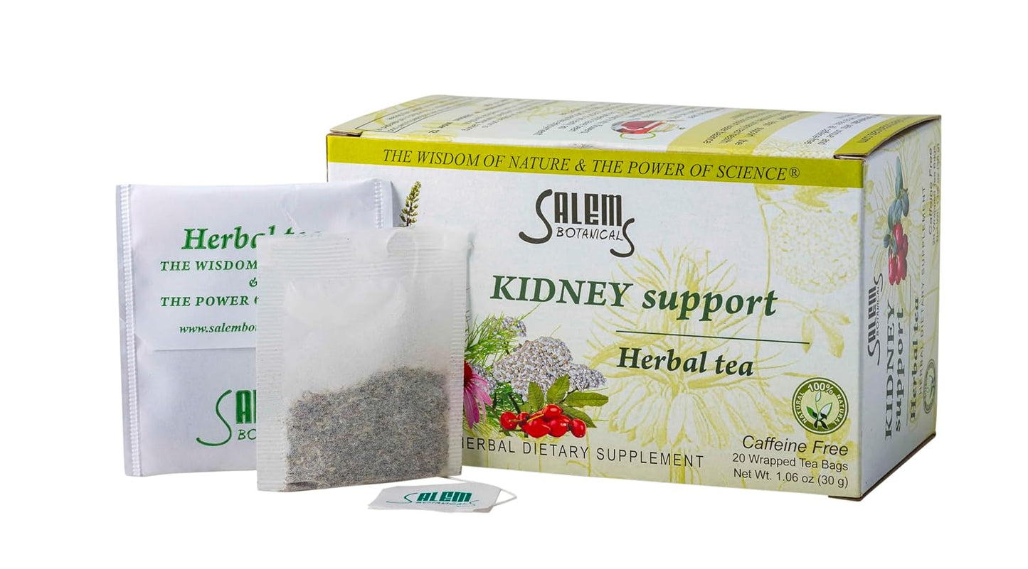 Kidney Support Tea - Herbal Blend for Kidney & Urinary Tract Health, Promotes Detox & Fluid Balance, Caffeine-Free - 20 Tea Bags