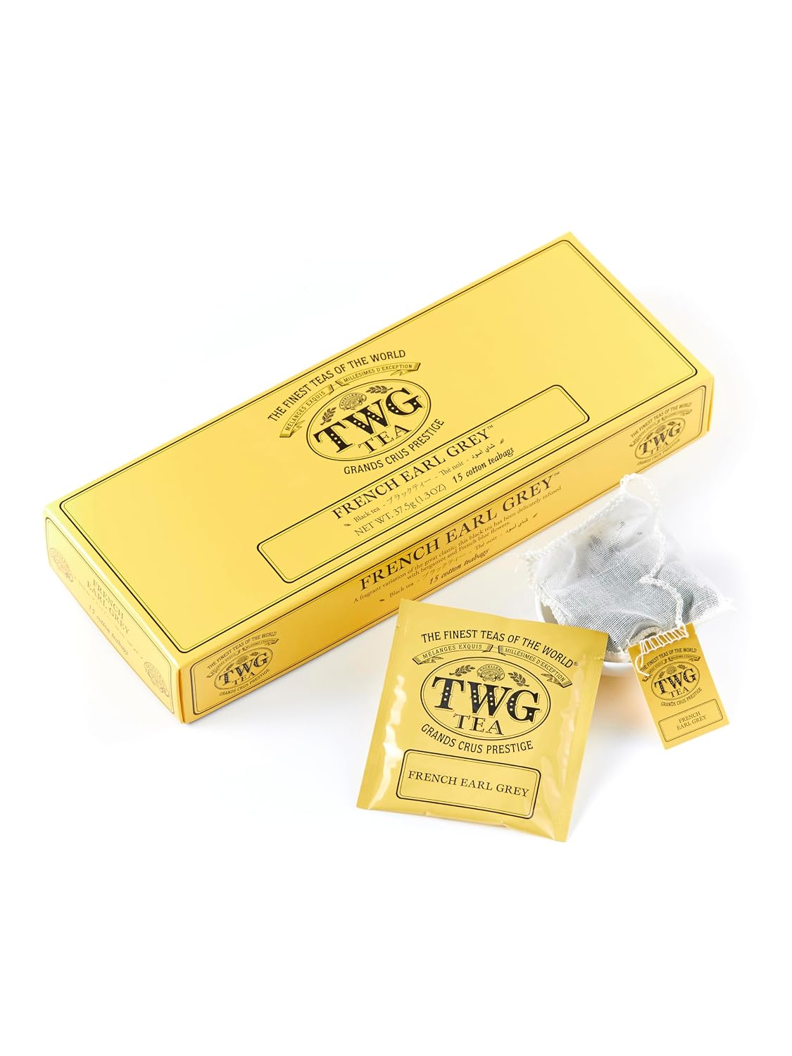 TWG Tea, French Earl Grey, Black Tea, Citrus Fruits & Blue Cornflowers, 15 Hand Sewn Cotton Tea Bags, Gift Set