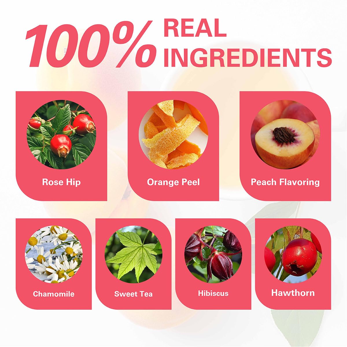 WT WEETEE Peach Herbal Tea Bags 100 Count, Bright, Juicy &amp; Fruity Infusion