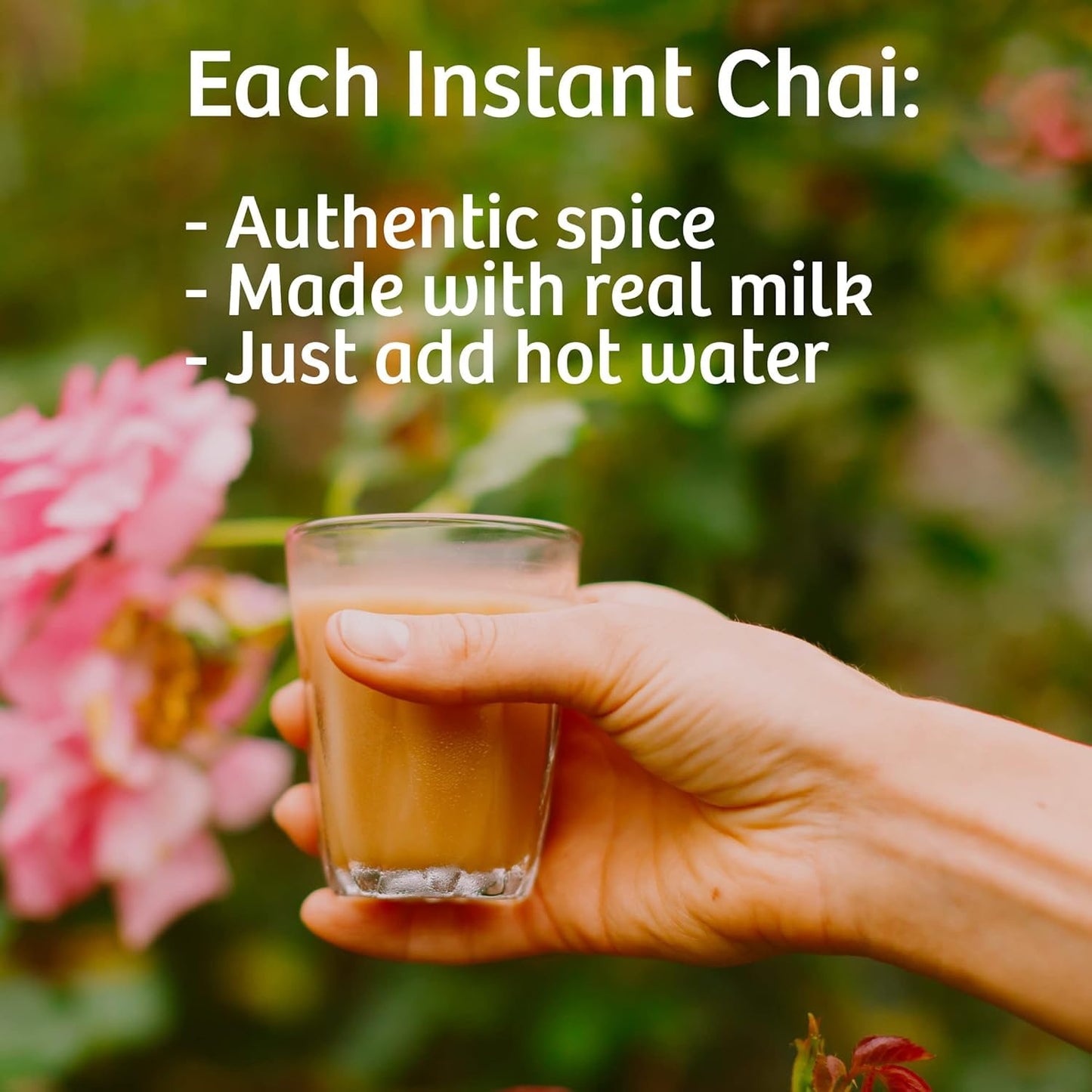 Tea India Chai Moments Ginger Chai Instant Latte Powder, 10 Packets | Creamy chai latte, milk powder added | Real black tea + bold spice blend | Just add hot water | 10 on-the-go packets