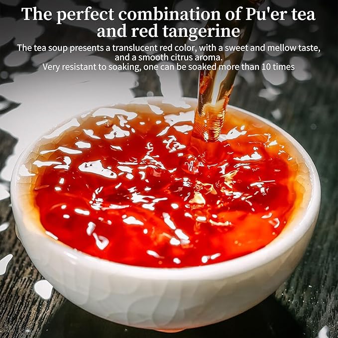 Yuexi Tangerine Peel Puerh Tea Da Hong Gan Pu-erh Xinhui Orange Peel Puer Xinhui Chenpi Pu'er Tea Pu'er CookedTea 陈皮普洱茶 大红柑 青柑普洱茶 新会陈皮 中国茶 250g/8.8oz