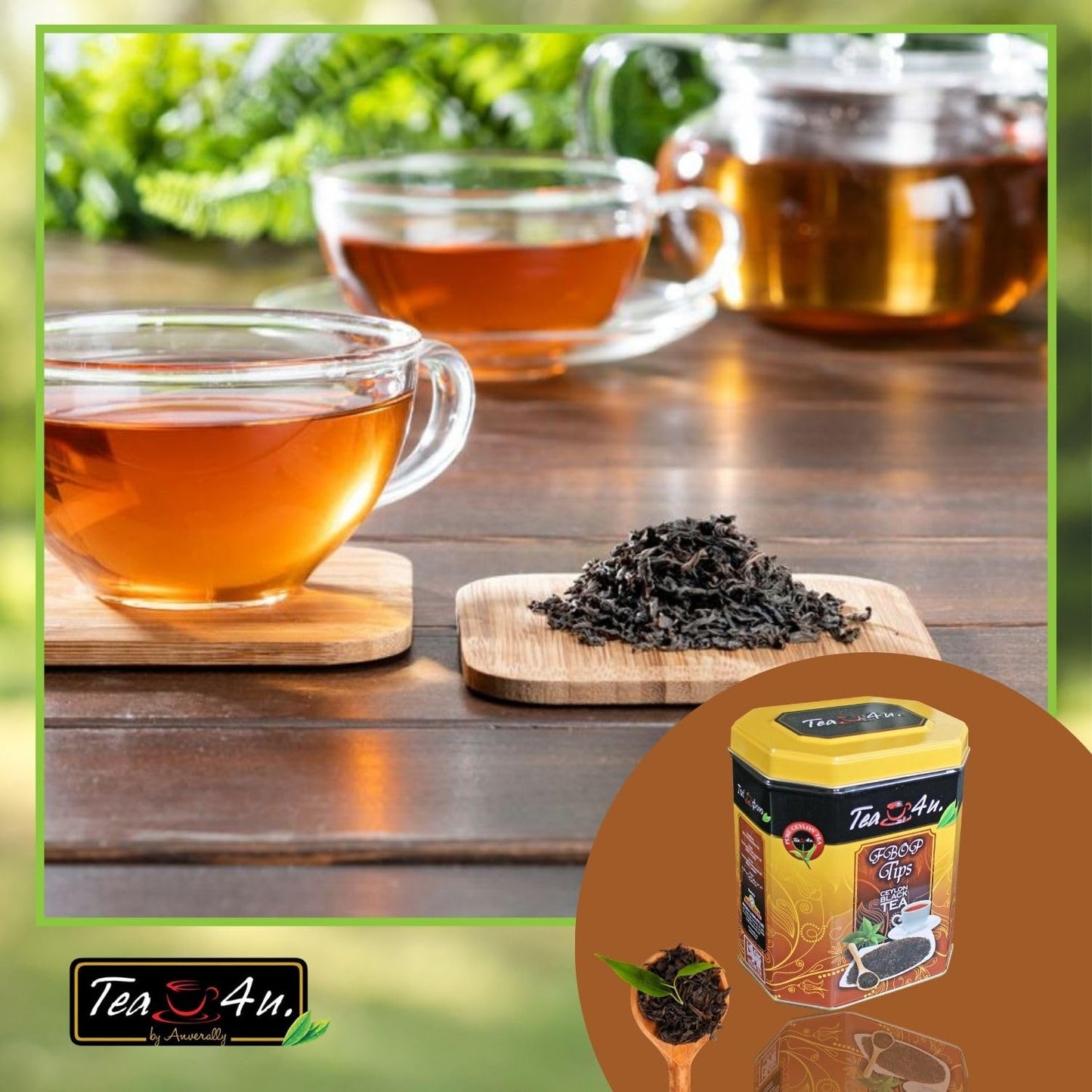 Tea4U Flowery Broken Orange Pekoe (FBOP) Tips Loose Black Ceylon Tea - Handpicked Fresh Tea Leaves with Rich Aromatic Flavor - Metal Canister for Authentic Flavor &amp; Long Lasting Freshness - 200g