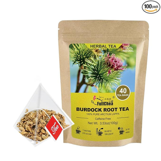 FullChea - Burdock Root Tea Bags, 40 Teabags, 2.5g/bag - Premium Burdock Root - Non-GMO - Naturally Caffeine-free Herbal Tea