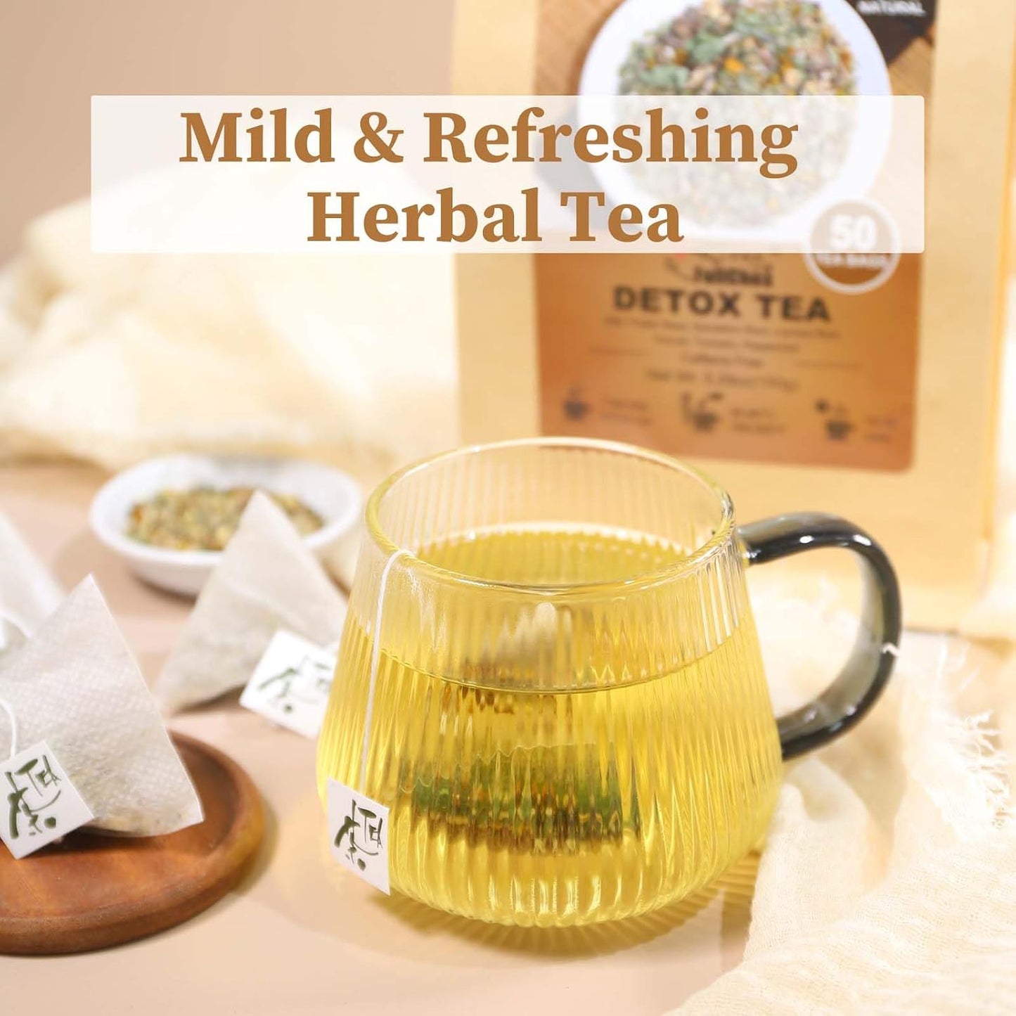 FullChea - Detox Tea Bags, 50 Count, Milk Thistle Herbal Detox Blend | Liver detox tea with milk thistle seed, dandelion root, licorice root, fennel, turmeric, peppermint, easy to brew hot or iced