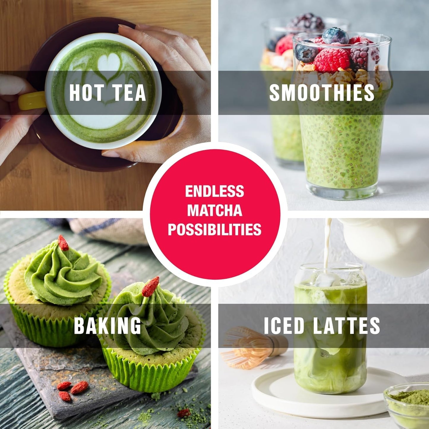 Tiesta Tea - Superior Matcha | Superior Grade Japanese Matcha Powder | High Caffeinated Green Tea | Make Hot or Iced | Up to 21 Cups | 1.5oz Resealable Pouch