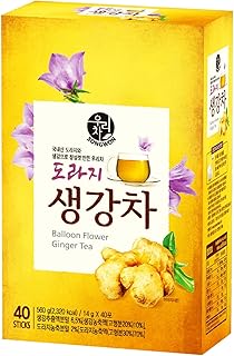 SONGWON Korean Doraji (Balloon Flower Root) Ginger Tea Sticks, Instant Herbal Tea Powder_40 Sticks (14g Each, 560g / 19.75oz)