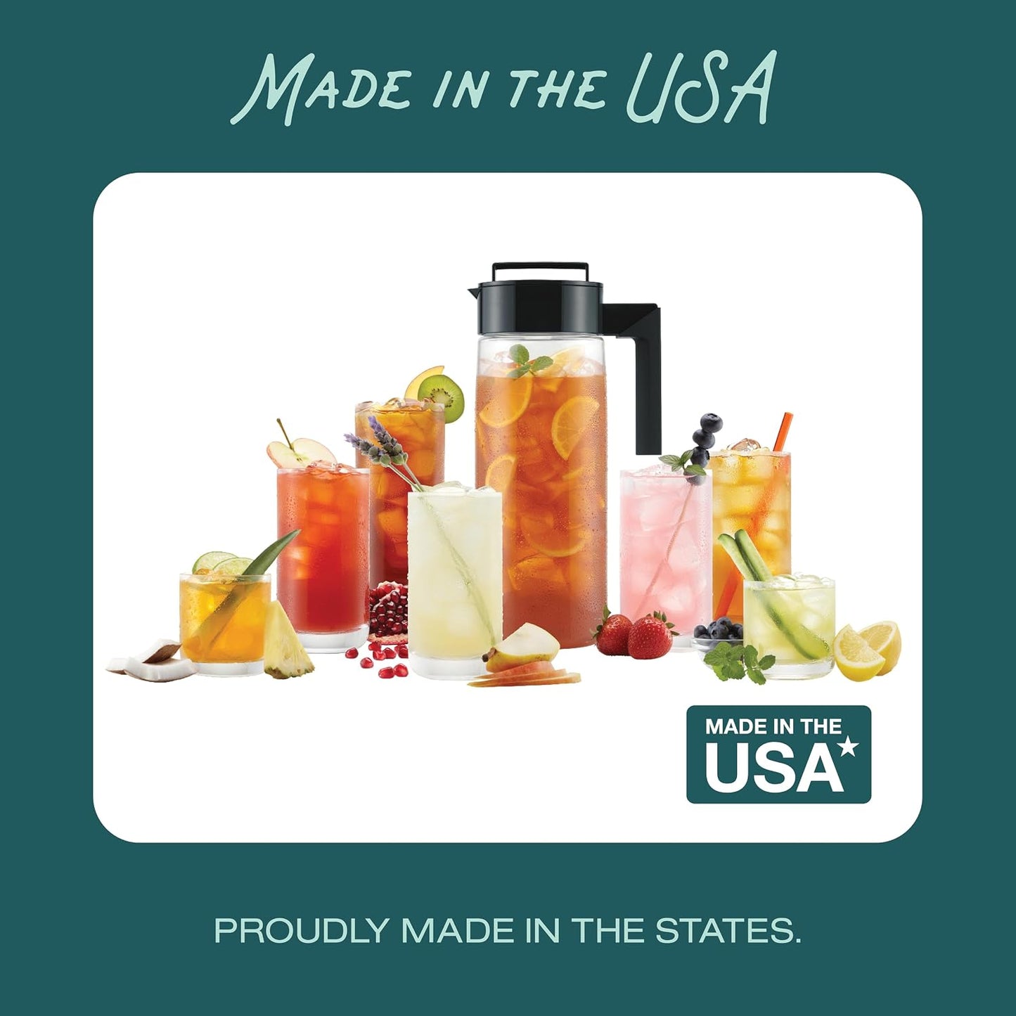 Takeya Flash Chill Iced Tea Maker - Versatile Tea Brewer for Loose/Bagged Tea - Patented Flash Chill Tech Hot/Cold Use BPA-Free Tritan Dishwasher Safe - Airtight Lid Made in USA - 1 Quart/Black