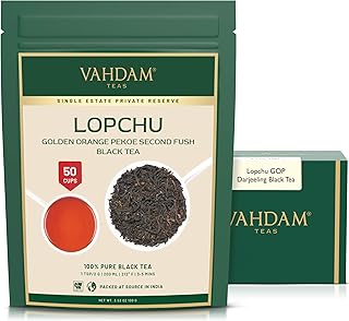 VAHDAM, Second Lopchu Golden Orange Pekoe Black Tea| 40+ cups, 3.53 oz | Pure 100% Unblended Darjeeling Black Tea Loose Leaf | Single Estate Tea