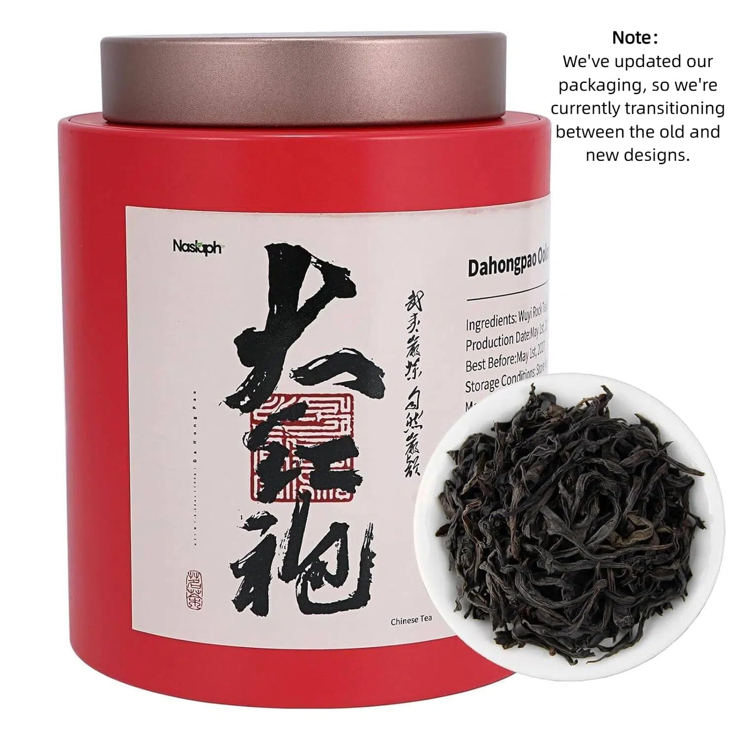NASLAPH Da Hong Pao Oolong Tea, Wuyi Rock Oolong Tea Loose Leaf with Fragrant and Mellow, Exquisite Traditional Craftsmanship, China Wuyi Mountain Big Red Robe oolong Tea AAA特级 大红袍 乌龙茶 中国功夫岩茶 3.53 Oz