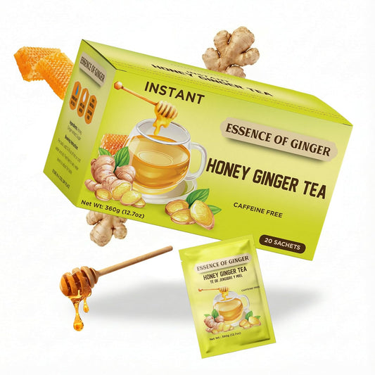 Life Plus Style Gourmet Essence of Ginger Honey Ginger Herbal Tea Instant 20 Tea Powder Packets Caffeine Free Natural Hot or Cold Honey Tea for Men Women