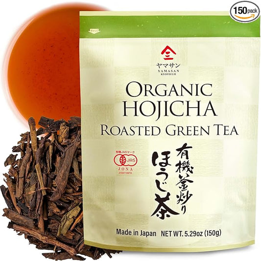 YAMASAN KYOTO UJI Hojicha Tea, Roasted green Tea, Low caffeine, JAS Certified Organic, Japanese Tea, 150g Bag