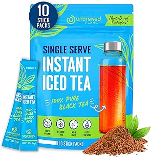 Unbrewed Planet Instant Iced Tea – 100% Pure Black Tea – 10 Single Serve Stick Packs – Unsweetened – Vegan – Gluten Free – On-the-Go for Travel, Work, Outdoors