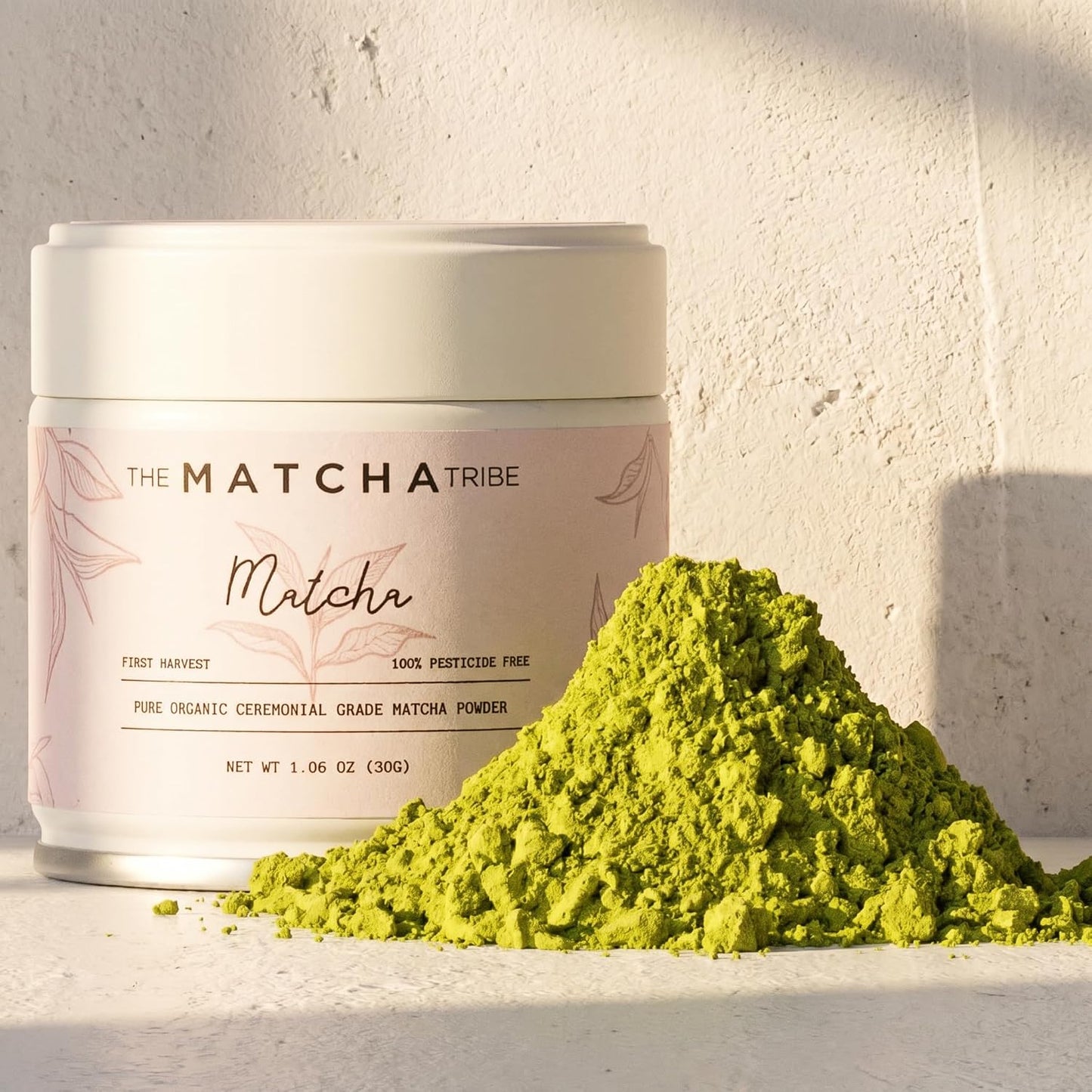 The Matcha Tribe Organic Ceremonial Grade Matcha Powder – Matcha Green Tea for Lattes | First-Harvest Stone-Ground Japanese Matcha Tea from Uji &amp; Kagoshima, Japan | 30g Tin