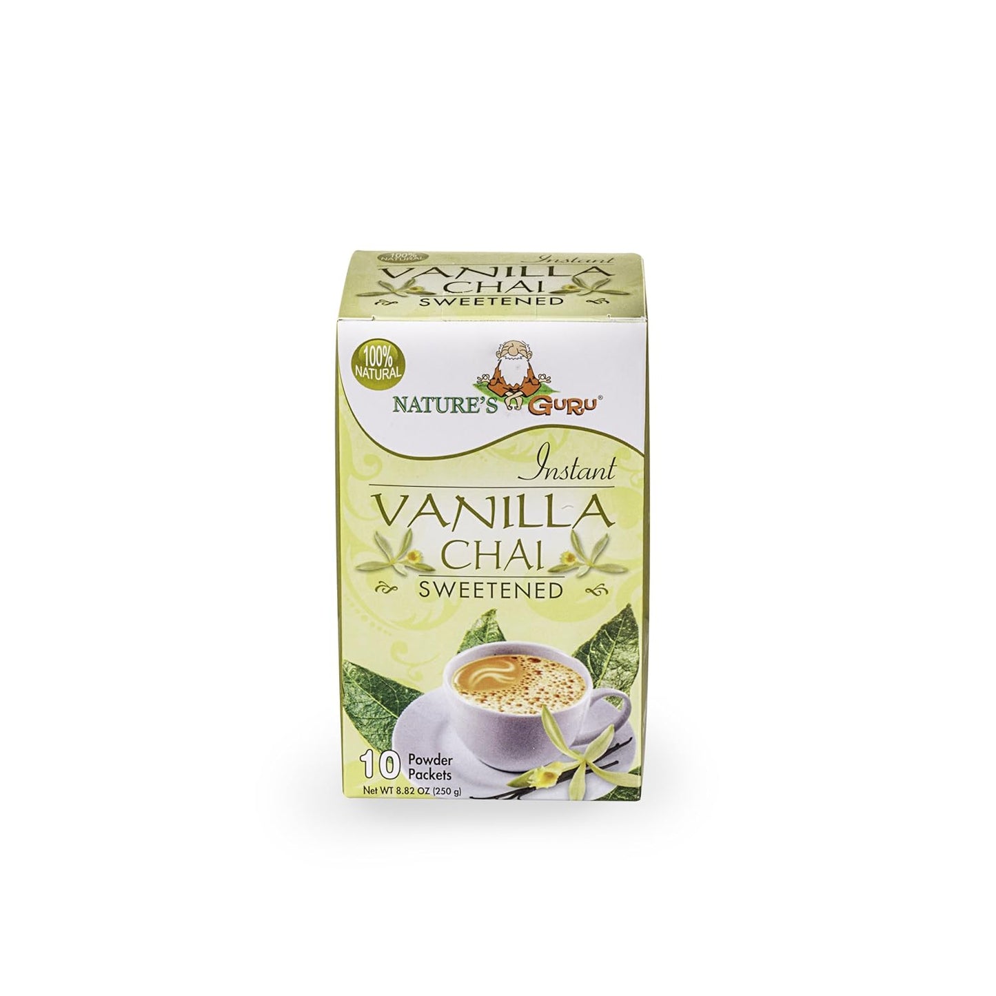 Nature's Guru Instant Vanilla Chai Tea Drink Mix Sweetened, 10 Count (Pack of 1) Single Serve On-the-Go Drink Packets