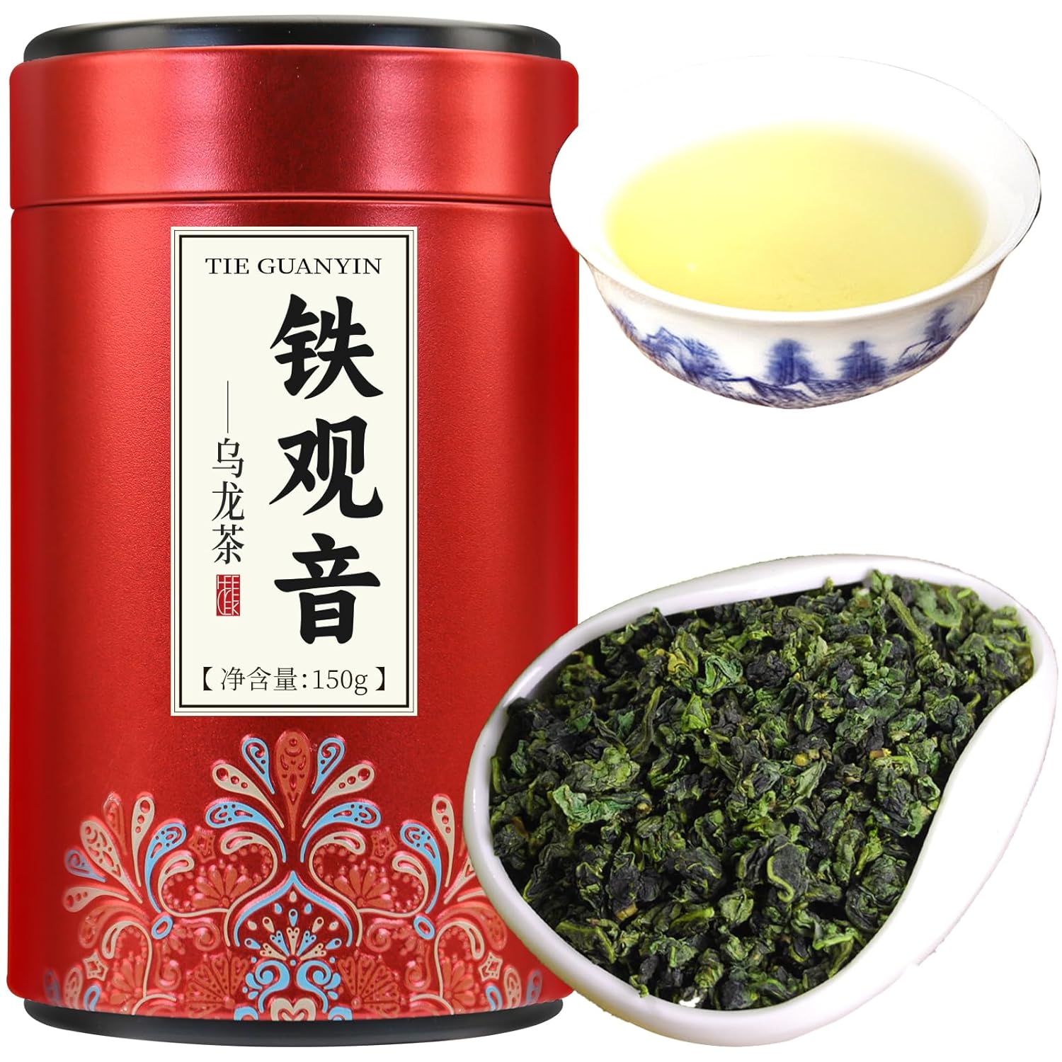 Yuexi Tie Guan Yin Oolong Tea Loose Leaf Tieguanyin Tea Iron Goddess of Mercy Oolong Chinese Tea High Mountain Strong Orchid Aroma Fujian Anxi Central Area 铁观音 安溪铁观音 乌龙茶 茶叶 5.29oz/150g