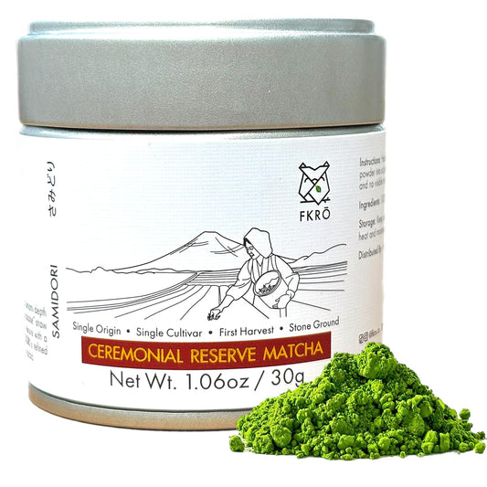 Fkro Ceremonial Reserve Matcha Tsuchiyama, 1st Harvest, Stone-Ground, Single Cultivar, Single Origin, Flown Fresh Monthly from Japan (30g/1.06oz) Tin