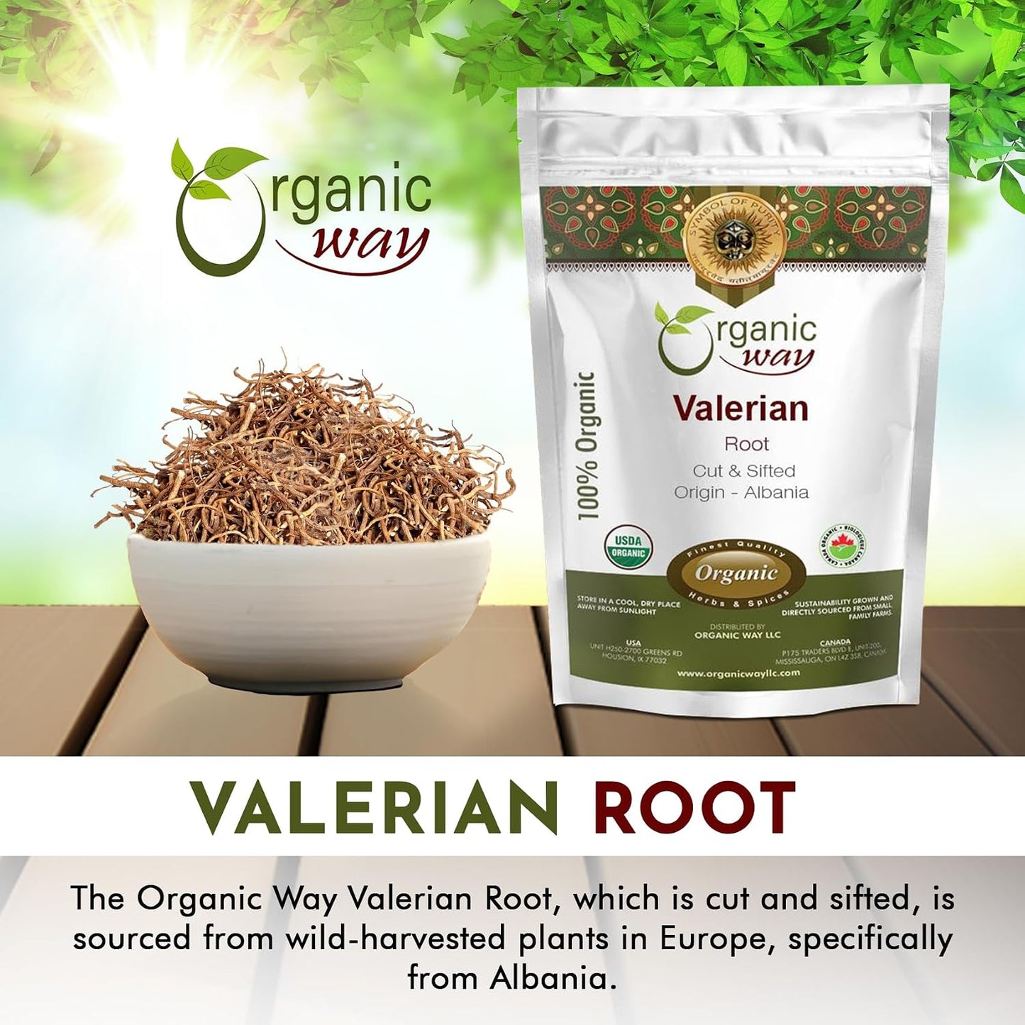 Organic Way Valerian Root Cut &amp; Sifted - Herbal Tea (4 Oz) | Valeriana officinalis, European Wild-Harvest - USDA Organic &amp; Kosher Certified; Non-GMO &amp; Gluten-Free 100% Raw from Albania