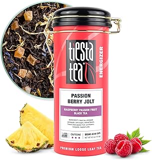 Tiesta Tea - Passion Berry Jolt, Loose Leaf, Raspberry Passion Fruit Black Tea, Premium Caffeinated Blend, Make Hot or Iced & Brews Up to 50 Cups, 4oz Refillable Tin