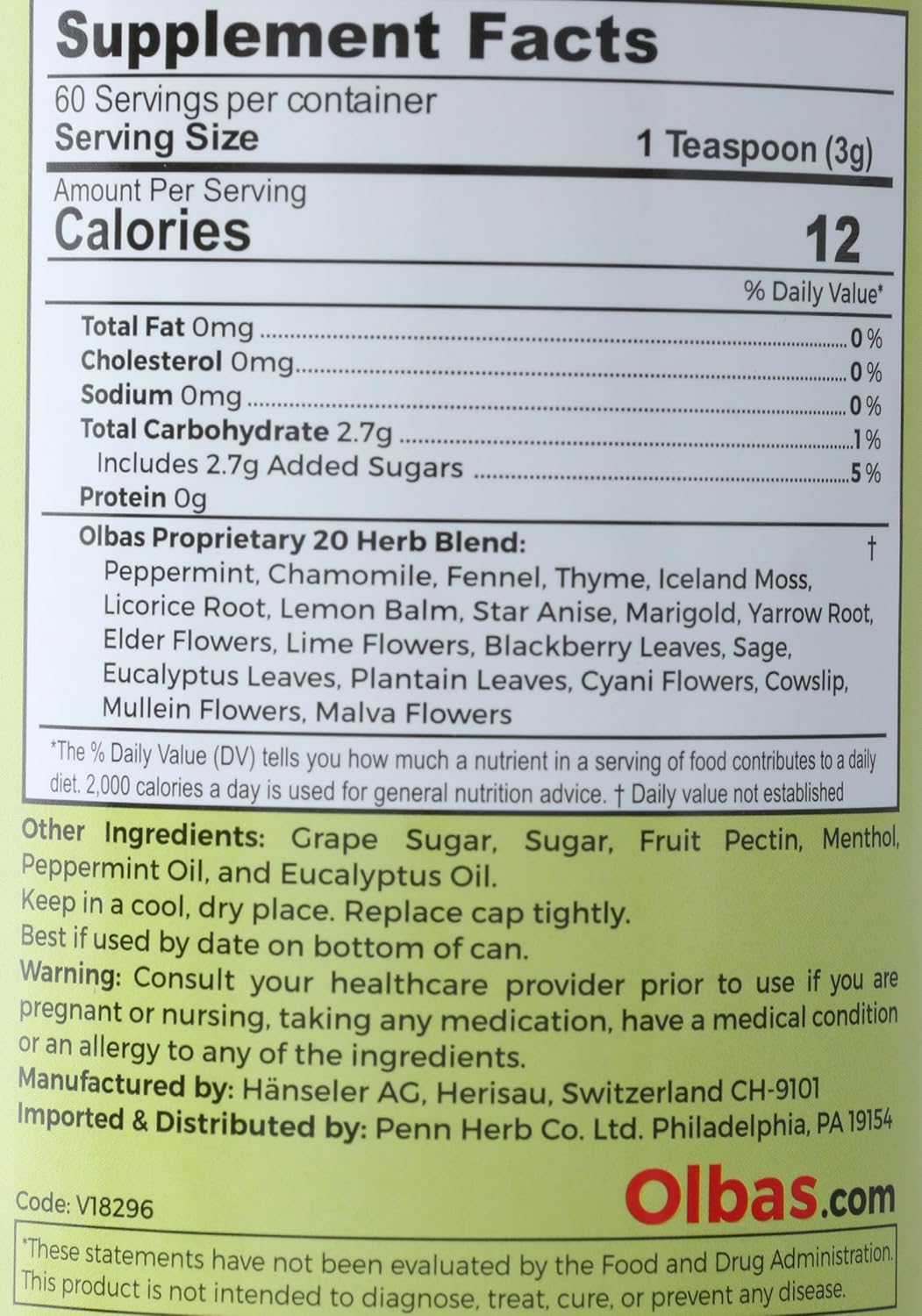 Olbas Herbal Tea Mix, 7 oz