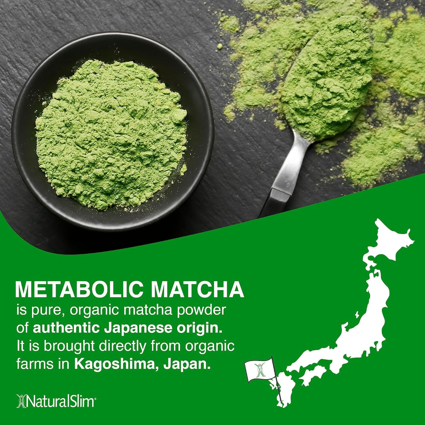 Naturalslim Japanese Organic Matcha Powder Green Tea, 30g | Metabolic Pure Japanese Matcha Tea Superfood with L-Theanine and Antioxidants for Metabolism, Energy, and Concentration