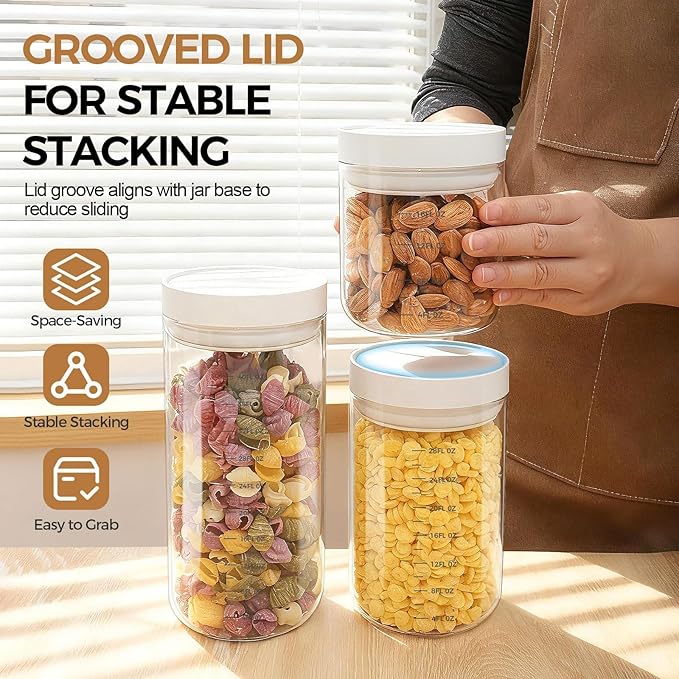 Danbark Set of 3 42oz Airtight Glass Storage Canisters with Lids - Pantry Organizers and Storage Glass for Kitchen - for Pantry, Flour, Sugar, Coffee