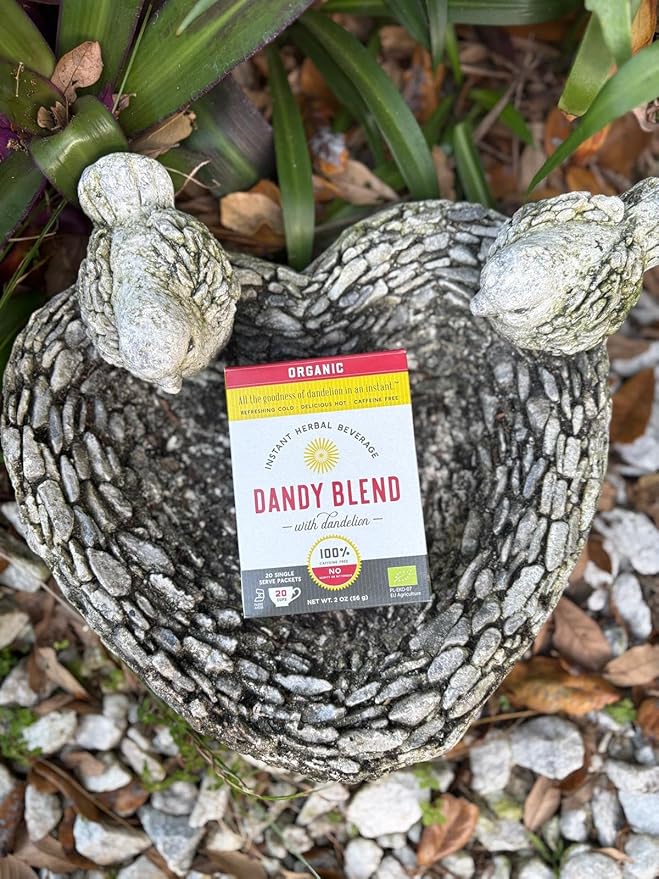 20 Organic Individual Servings of Dandy Blend Instant Herbal Beverage Powder with Dandelion, 2 oz Box