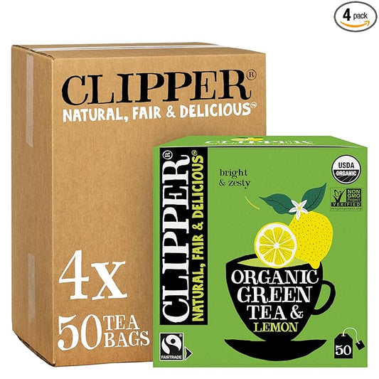 Clipper Tea Green Tea & Lemon Teabags – USDA Organic, Great Hot or Iced – Bright, Zippy, Natural, Fair & Delicious – 200 Tea Bags