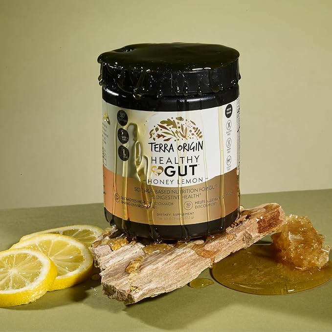 Terra Origin Healthy Gut Powder (Honey Lemon), 30-Servings with L-Glutamine, Zinc, Glucosamine, Slippery Elm Bark and More!