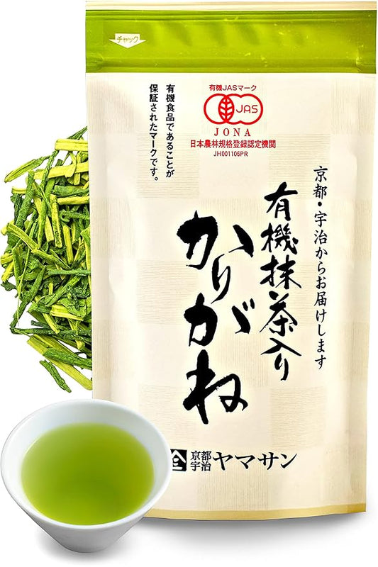 chaganju Organic Green Tea, Kukicha Twig tea with Matcha Green Tea Powder, Japanese Tea -KARIGANE- 100g Bag【YAMASAN】