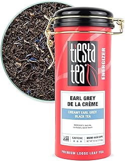 Tiesta Tea - Earl Grey de la Crème, Loose Leaf, Creamy Earl Grey Black Tea, Premium Blend, Caffeinated Black, Make Hot or Iced Brews Up to 50 Cups, 4 Ounce Refillable Tin