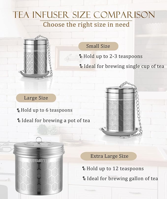 Large Tea Infuser for Loose Tea(1 Pack), 304 Stainless Steel Tea Ball Strainer, Extra Fine Mesh Tea Steeper for Brewing All Kind of Tea