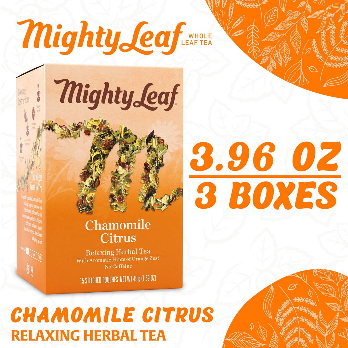Mighty Leaf Chamomile Citrus Herbal Tea - 45 Pouches Premium Herbal Tea