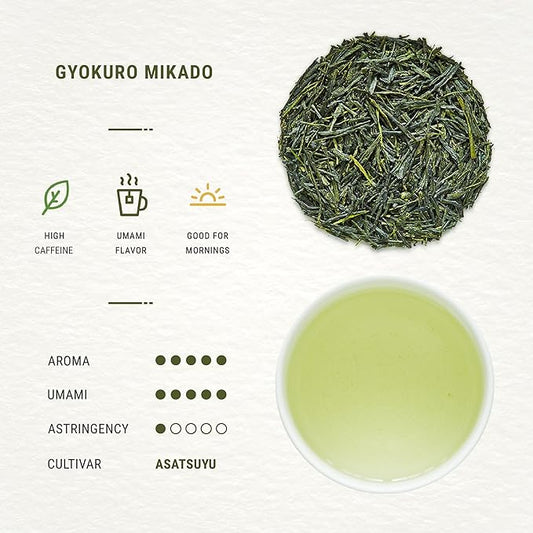 Senbird Premium Gyokuro, Japanese Shade Grown Green Tea - From Kyoto Japan - Imperial Loose Leaf Green Tea In Airtight Tea Tin (1.76oz/50g) (Mikado)