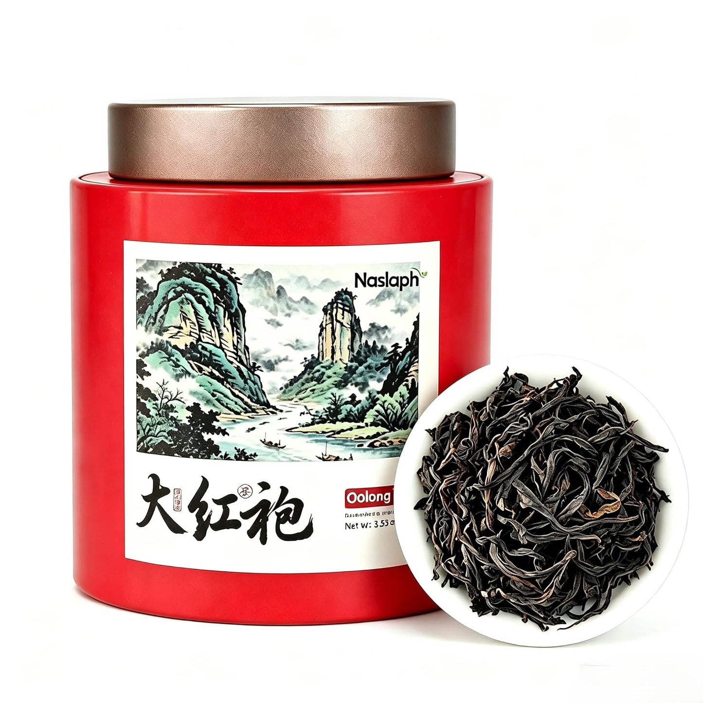NASLAPH Da Hong Pao Oolong Tea, Wuyi Rock Oolong Tea Loose Leaf with Fragrant and Mellow, Exquisite Traditional Craftsmanship, China Wuyi Mountain Big Red Robe oolong Tea AAA特级 大红袍 乌龙茶 中国功夫岩茶 3.53 Oz