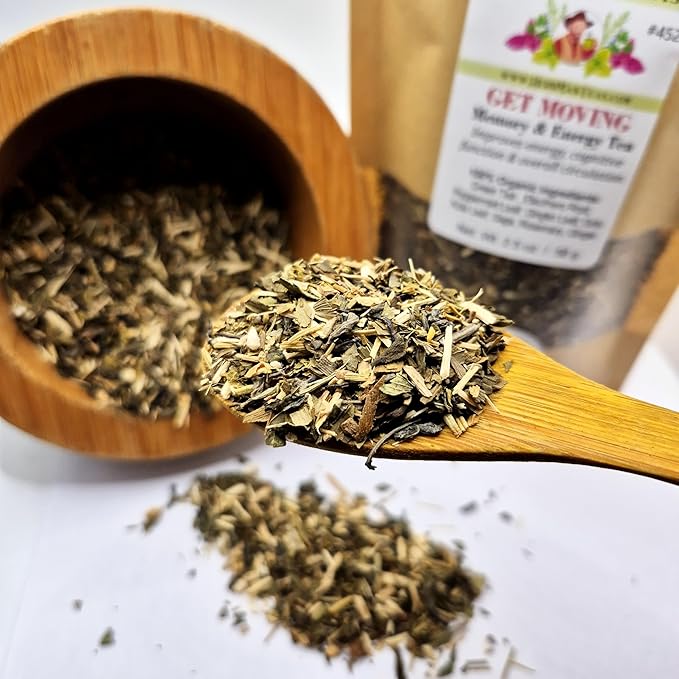 MEMORY & ENERGY TEA – Focus & Clarity Blend with Ginkgo Biloba, Brahmi & Green Tea – Organic, Non-GMO – Formulated by Master Herbalist Khabir