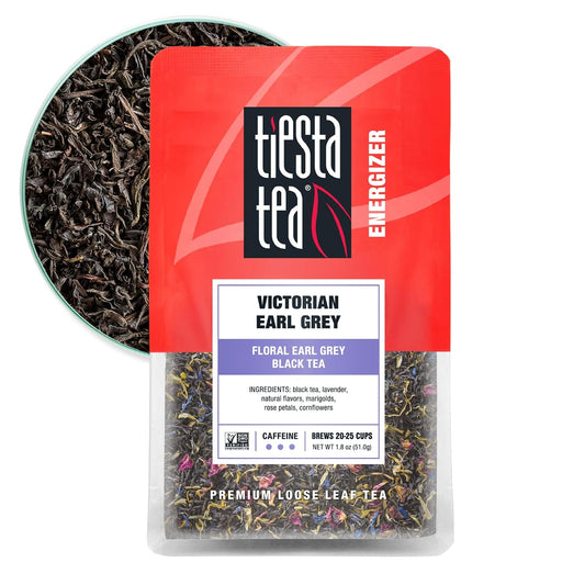 Tiesta Tea - Victorian Earl Grey, Loose Leaf, Floral Earl Grey Black Tea | Premium Blend, High Caffeinated Black, Make Hot or Iced Brews Up to 25 Cups, 1.8 Ounce Resealable Pouch