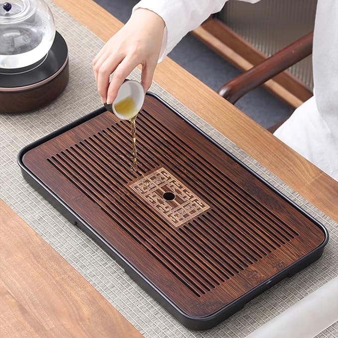 17 Inch Chinese Gongfu Bamboo Tea Tray with Water Storage for Kungfu Tea Set